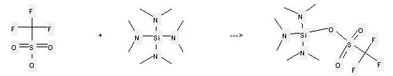 Silanetetramine,N,N,N',N',N'',N'',N''',N'''-octamethyl- can be used to produce tris(dimethylamino)silyl triflate at the ambient temperature